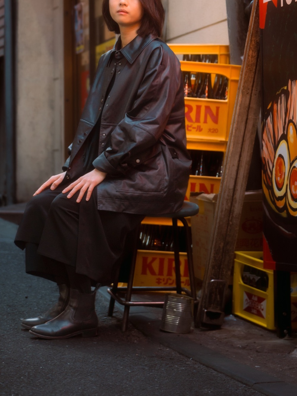Public Tokyo Unisex black Jacket - Classic Button-Front Coat